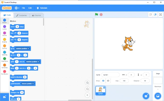 محیط برنامهنویسی اسکرچ ۳ دسکتاپ